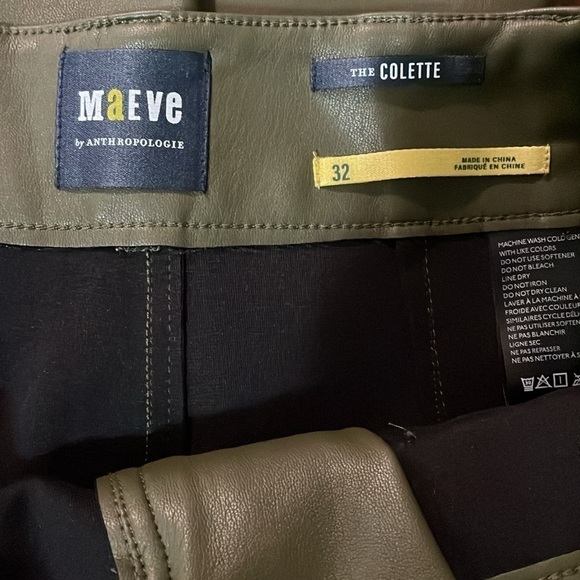 NWT Anthropologie Maeve Collete Green Faux Leather Crop Wide Leg Pants Size 32 - Picture 11 of 14